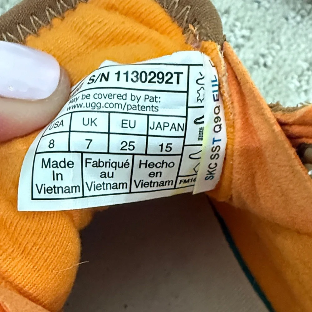 Ugg Kids Rennon ii Brown Suede Velcro Sneakers with Orange Lining